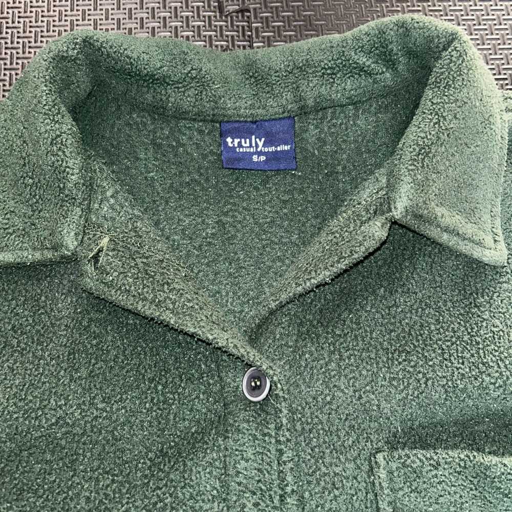 Green fleece button up shirt